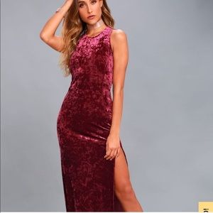 Lulus Love and Memories Velvet Burgundy Maxi Dress